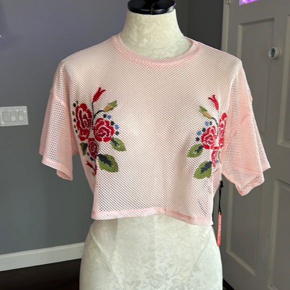 Forever 21 Pink Mesh Crop Top - Picture 1 of 7